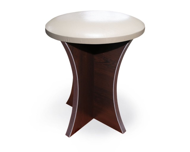 Taburet rotund tapitat wenge cu bej